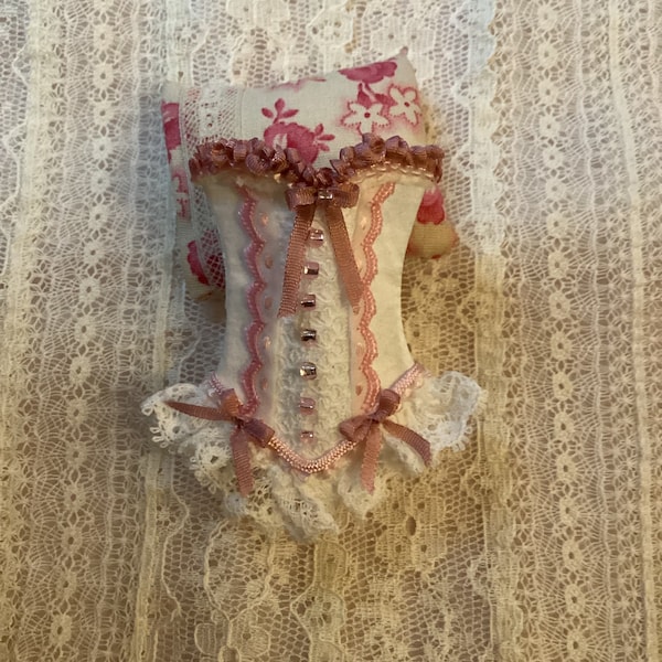 Beautiful Dolls house Corset 1:12 scale, dollhouse lingerie, dolls house clothes, romantic corset 12th scale