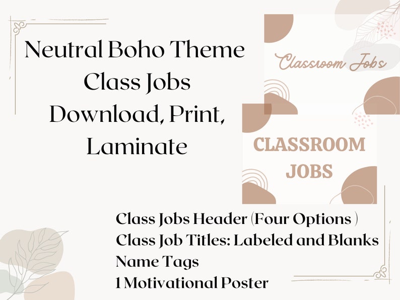 Simple Boho Class Jobs Template Printable Digital Download Elementary Simple Boho Class Jobs Template Printable Digital Download Elementary