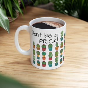 面白いサボテンセラミックマグ、Don&#39;t be a PRICK、多肉植物コーヒーカップ、砂漠植物ティーマグ、植物愛好家へのギフト、皮肉な引用ドリンクウェア