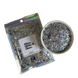 Zwaartekracht: holografische glitter met zilveren stippen
