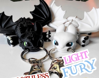 3D Printed Toothless & Light Fury Keychain: How to Train Your Dragon