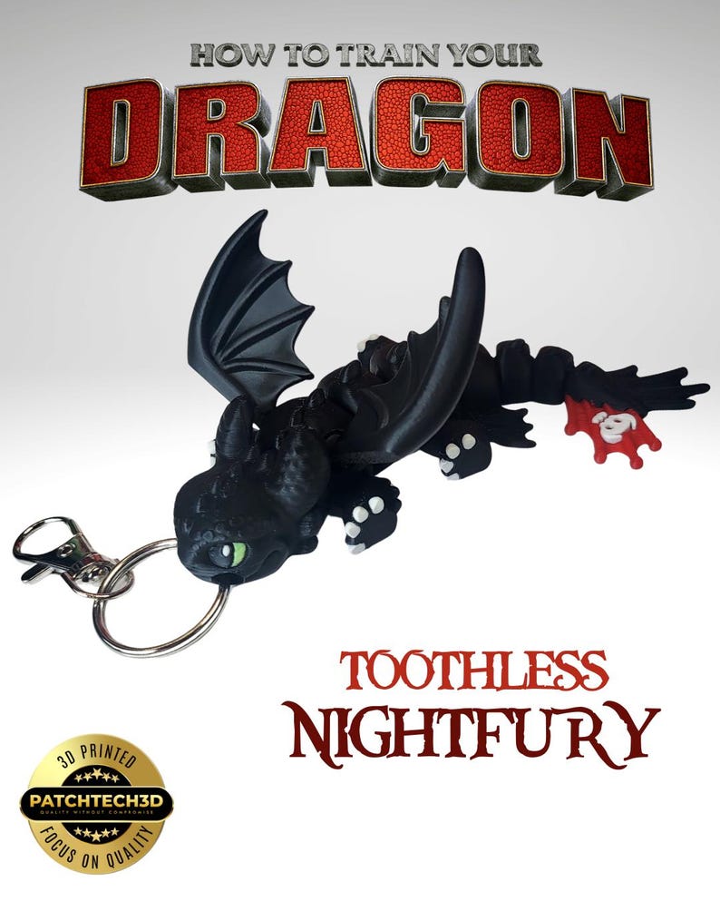 3D Printed Toothless & Light Fury Keychain: How to Train Your Dragon ...