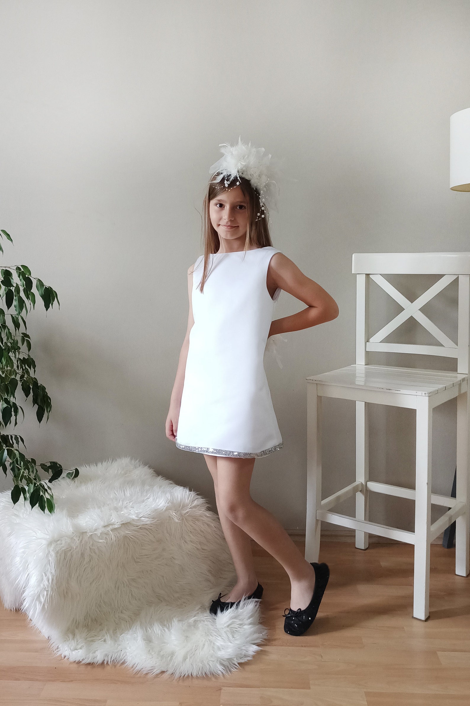 Kids White Party Gown Age 2-6 Year GACH188