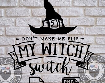 Interruptor de bruja, Archivo de Halloween, Archivo de otoño, SVG, PNG, CNC, Láser, Cortador de vinilo, Silueta, Cricut, Calcomanía, Pegatina, Archivo de camiseta