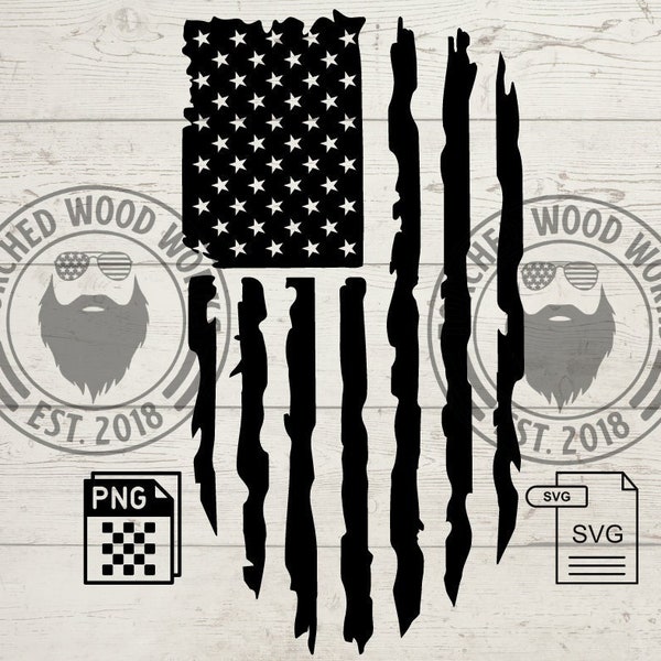 Vertical Tattered Flag File! SVG, PNG, CNC, Laser, Vinyl Cutter, Silhouette, Cricut, Decal, Sticker, T-Shirt File!