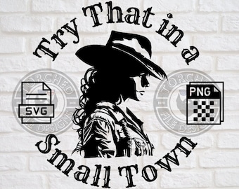 ¡Pruébelo en una ciudad pequeña, SVG, PNG, CNC, láser, cortador de vinilo, silueta, Cricut, calcomanía, pegatina, archivo de camiseta!