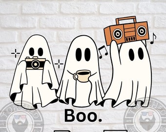 Boo Ghosts, Archivo de Halloween, Archivo de Otoño, SVG, PNG, CNC, Láser, Cortador de Vinilo, Silueta, Cricut, Calcomanía, Pegatina, Archivo de Camiseta
