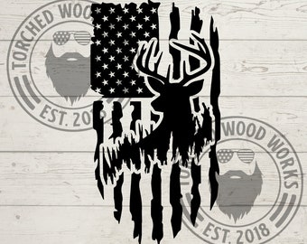 ¡Bandera de la silueta de los ciervos! SVG, PNG, CNC, láser, cortador de vinilo, silueta, Cricut, calcomanía, pegatina, archivo de camiseta.