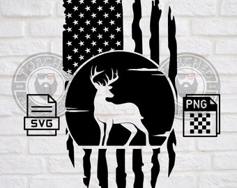 ¡Archivo de bandera de venado! SVG, PNG, CNC, láser, cortador de vinilo, silueta, Cricut, calcomanía, pegatina, archivo de camiseta.