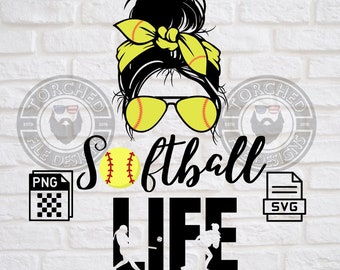 ¡Archivo de vida de softbol! SVG, PNG, CNC, láser, cortador de vinilo, silueta, Cricut, calcomanía, pegatina, archivo de camiseta.