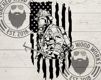 Fire Fighter Tattered Flag! SVG, PNG, CNC, Laser, Vinyl Cutter, Silhouette, Cricut, Decal, Sticker, T-Shirt File!