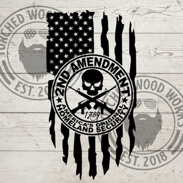 2nd Amendment Tattered Flag File! SVG, PNG, CNC, Laser, Vinyl Cutter, Silhouette, Cricut, Decal, Sticker, T-Shirt File!