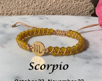 Handmade Scorpio Bracelet – Beaded Zodiac Jewelry for Scorpio – Unique Birthstone Bracelet for Scorpio Season