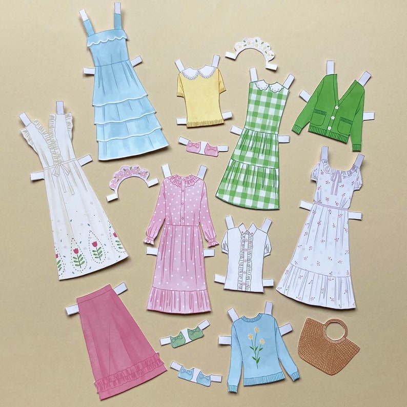 Paper Doll Printable PDF Clothes Spring Garden / Instant Download / Kid ...