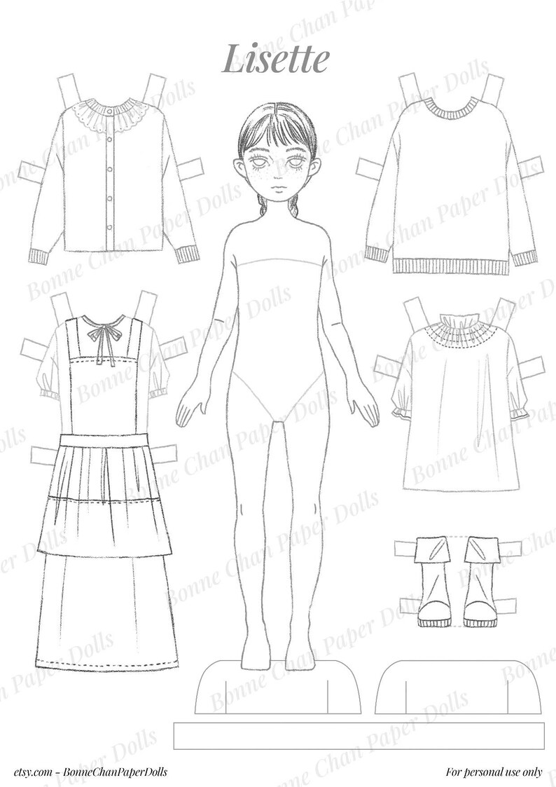 Paper Doll Printable PDF Lisette / Kids Toys / Craft Kit / Etsy Singapore