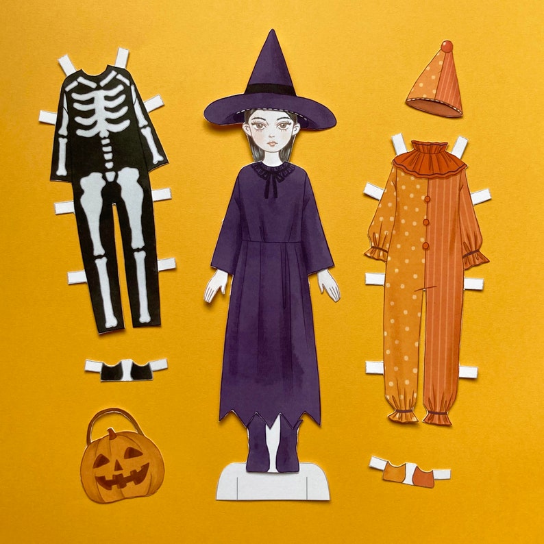 Paper Doll Printable Halloween PDF Autumn / Craft Kit / - Etsy