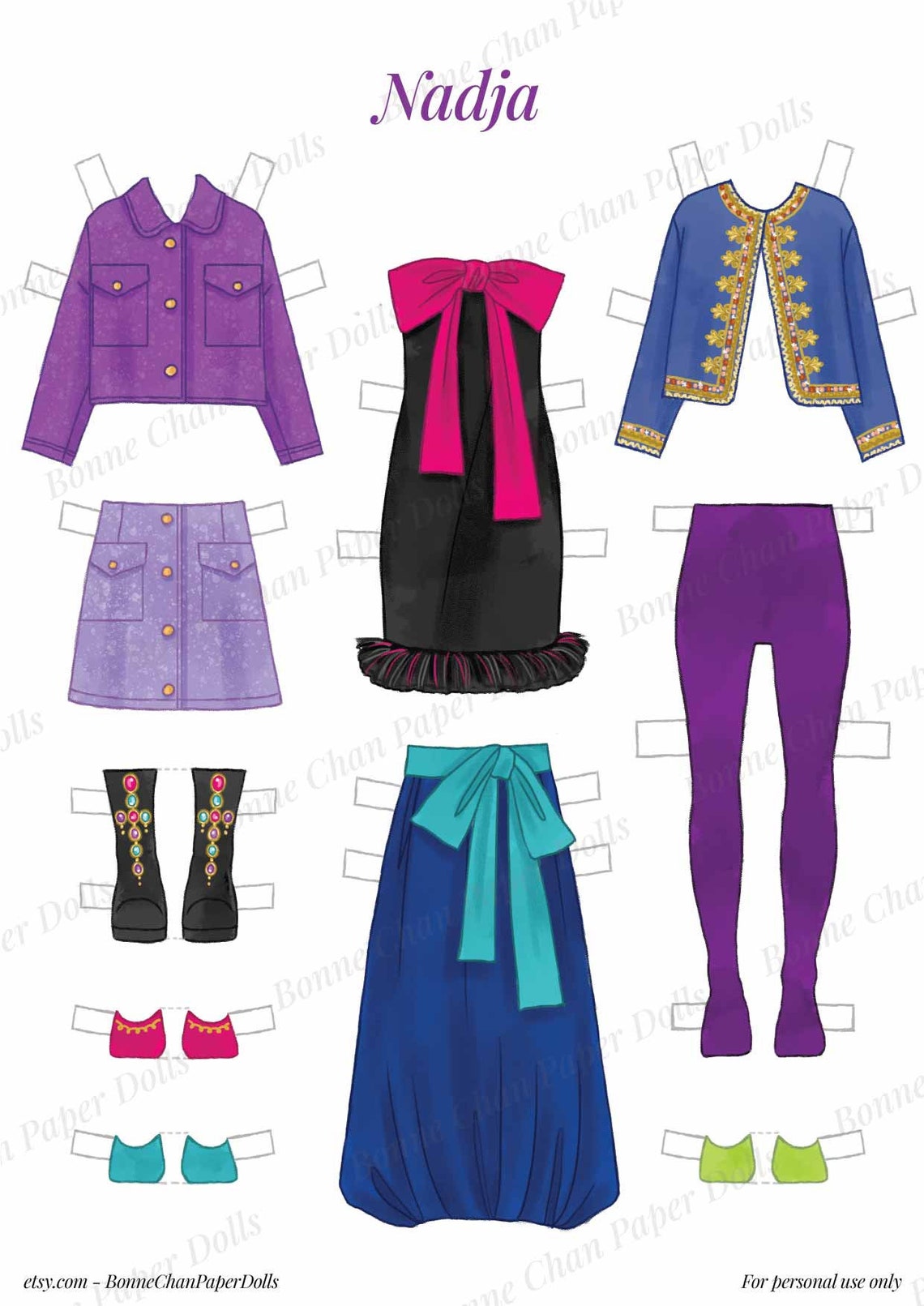 Paper Doll Printable Glamorous Jewel Toned PDF / Craft Kit / Instant ...
