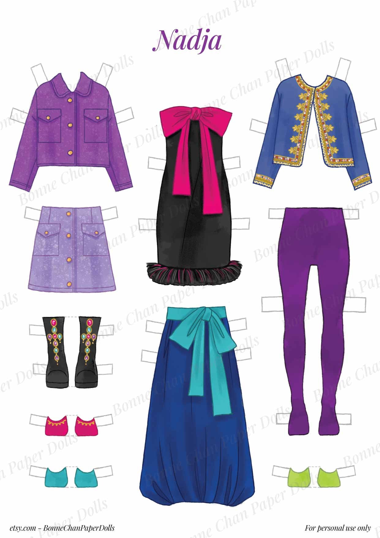Paper Doll Printable Glamorous Jewel Toned PDF / Craft Kit / Instant ...