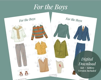 Boys' Paper Doll Clothes: Preppy, Retro Fashion (Digital Download)