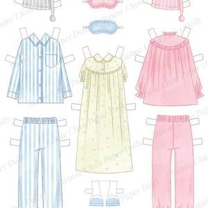 Paper Doll Printable PDF Clothes Pajama Party / Kids Toys / Instant ...