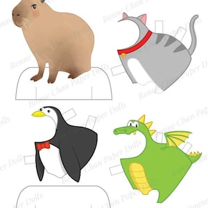 Animal Capybara Paper Doll Printable PDF / Animal Costumes Dragon ...