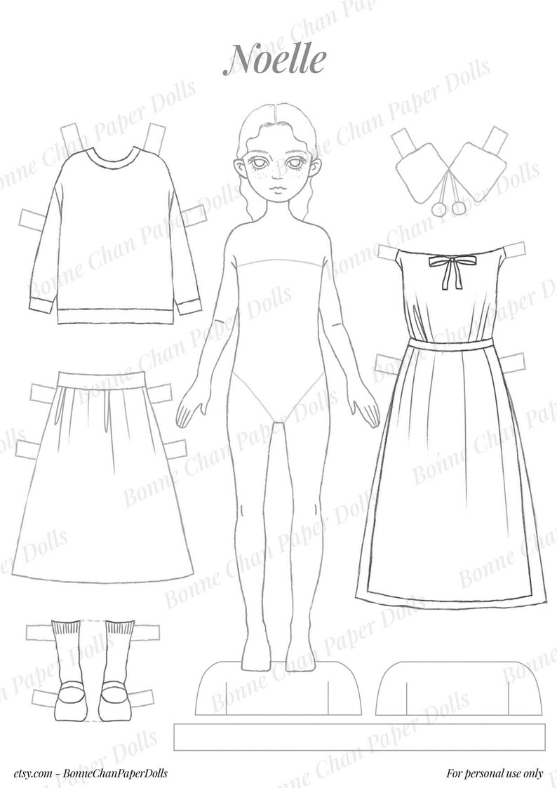 Paper Doll Printable PDF Noelle / Kids Toys Craft / Craft Kit Etsy