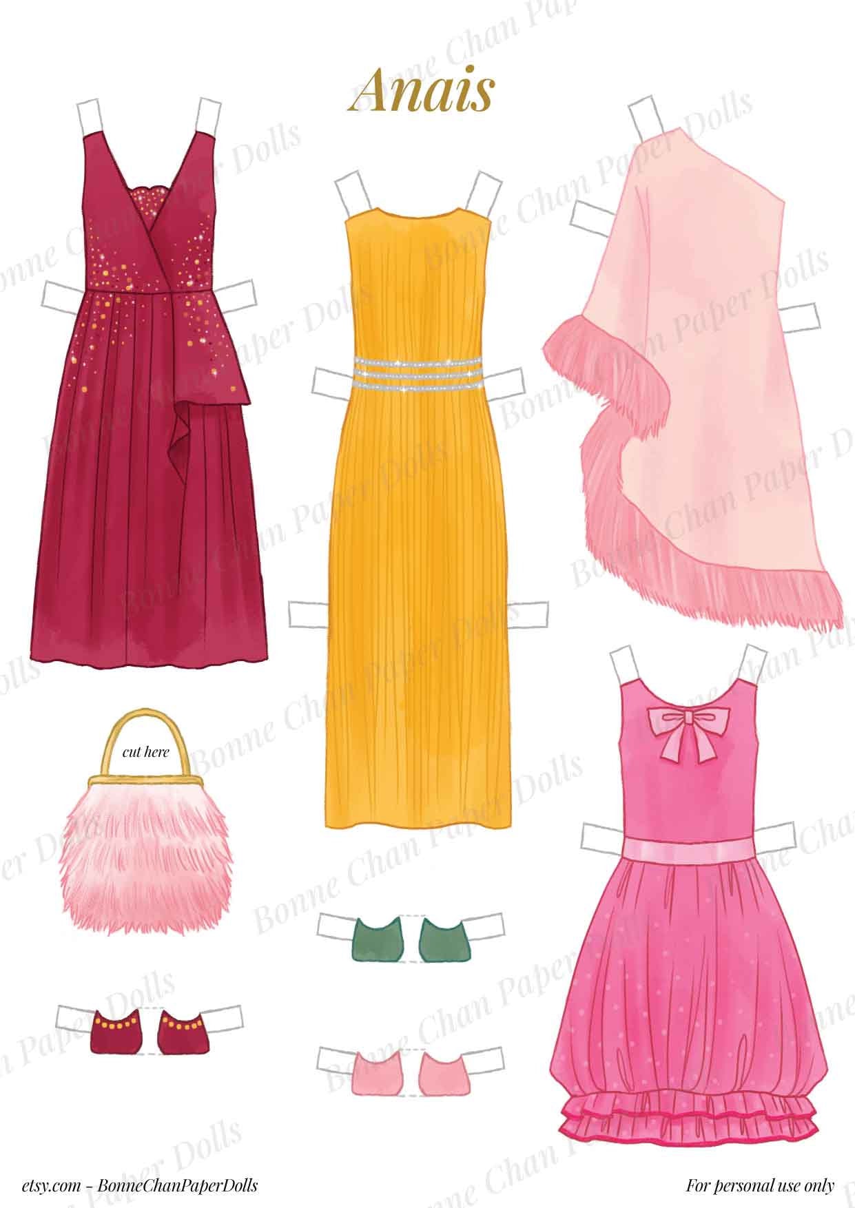 Paper Doll Printable PDF Girl Gold Party Dress / Kids Toys Craft ...
