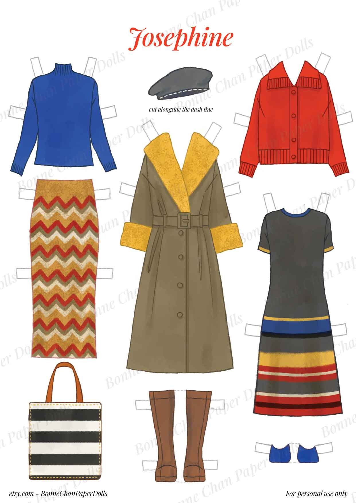 Paper Doll Printable Girl Modern Art Fall City Style PDF / Craft Kit / Instant Download / Kid ...