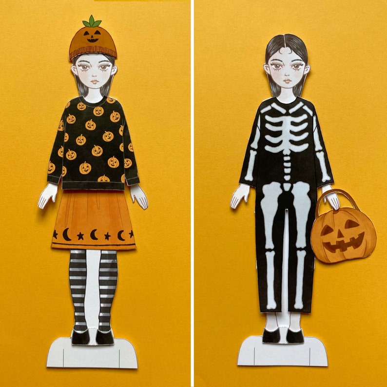 Paper Doll Printable Halloween PDF Autumn / Craft Kit / - Etsy