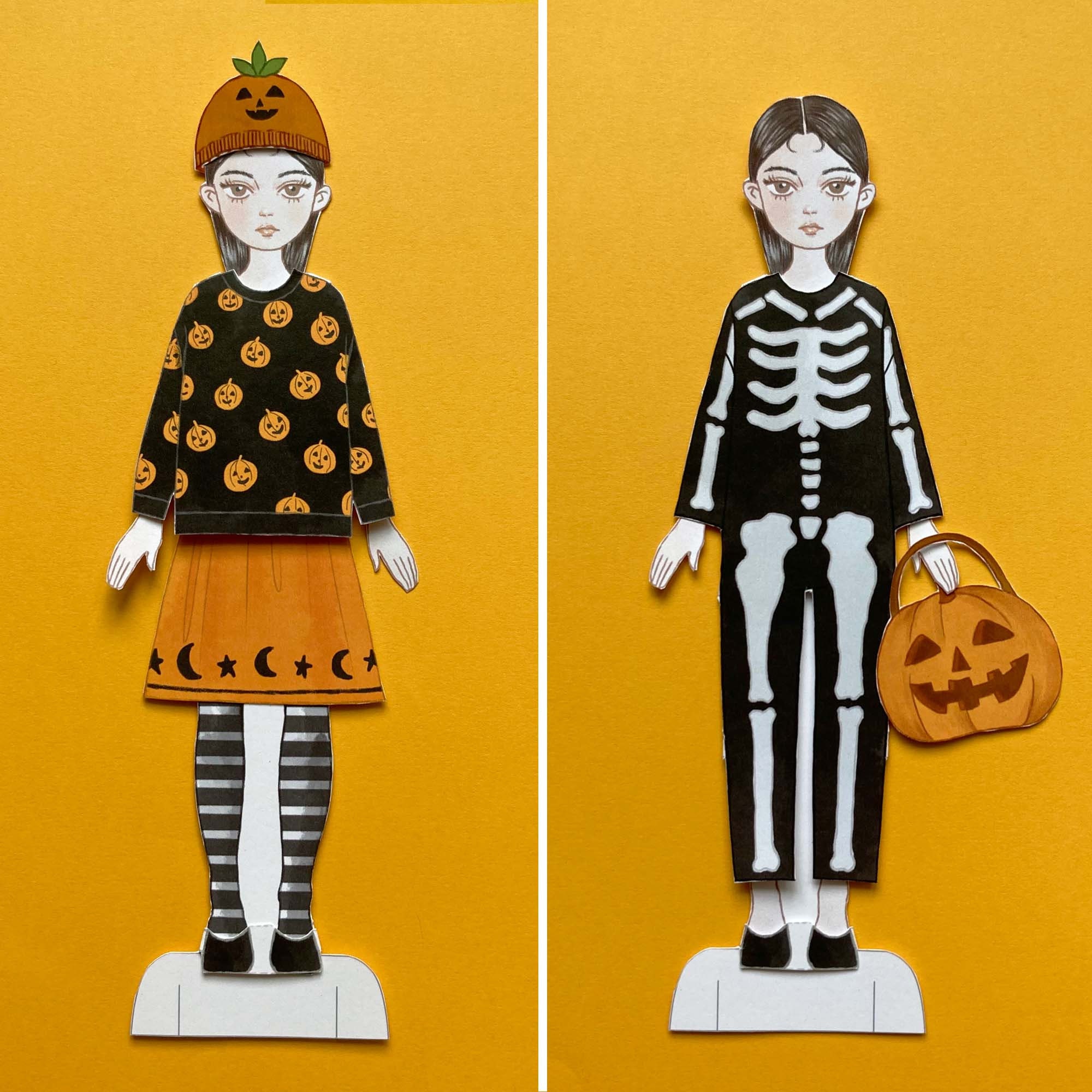 Paper Doll Printable Halloween PDF Autumn / Craft Kit / Instant ...