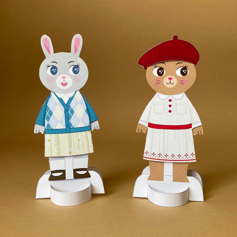 Animal Rabbit Bunny Paper Doll Printable PDF / Craft Kit / Instant ...