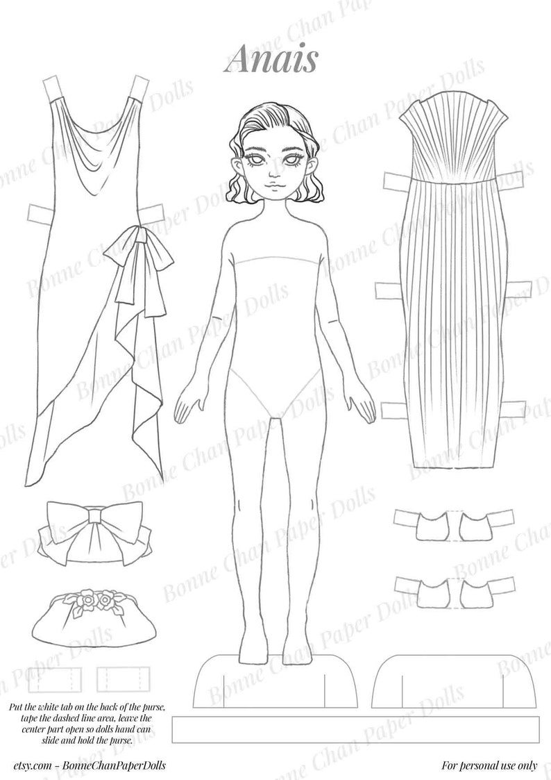 Paper Doll Printable PDF Girl Gold Party Dress / Kids Toys Craft ...