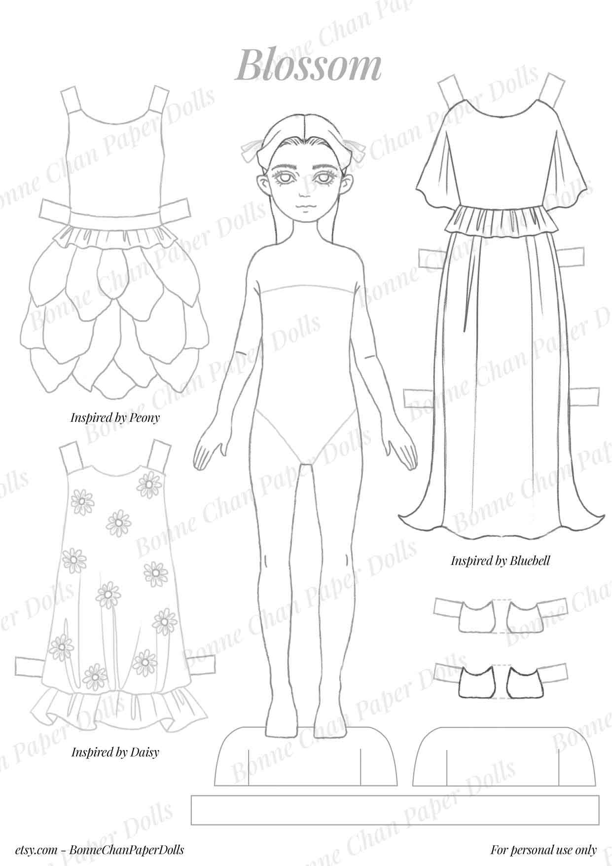 Paper Doll Printable Spring Flower PDF / Craft Kit / Instant Download ...