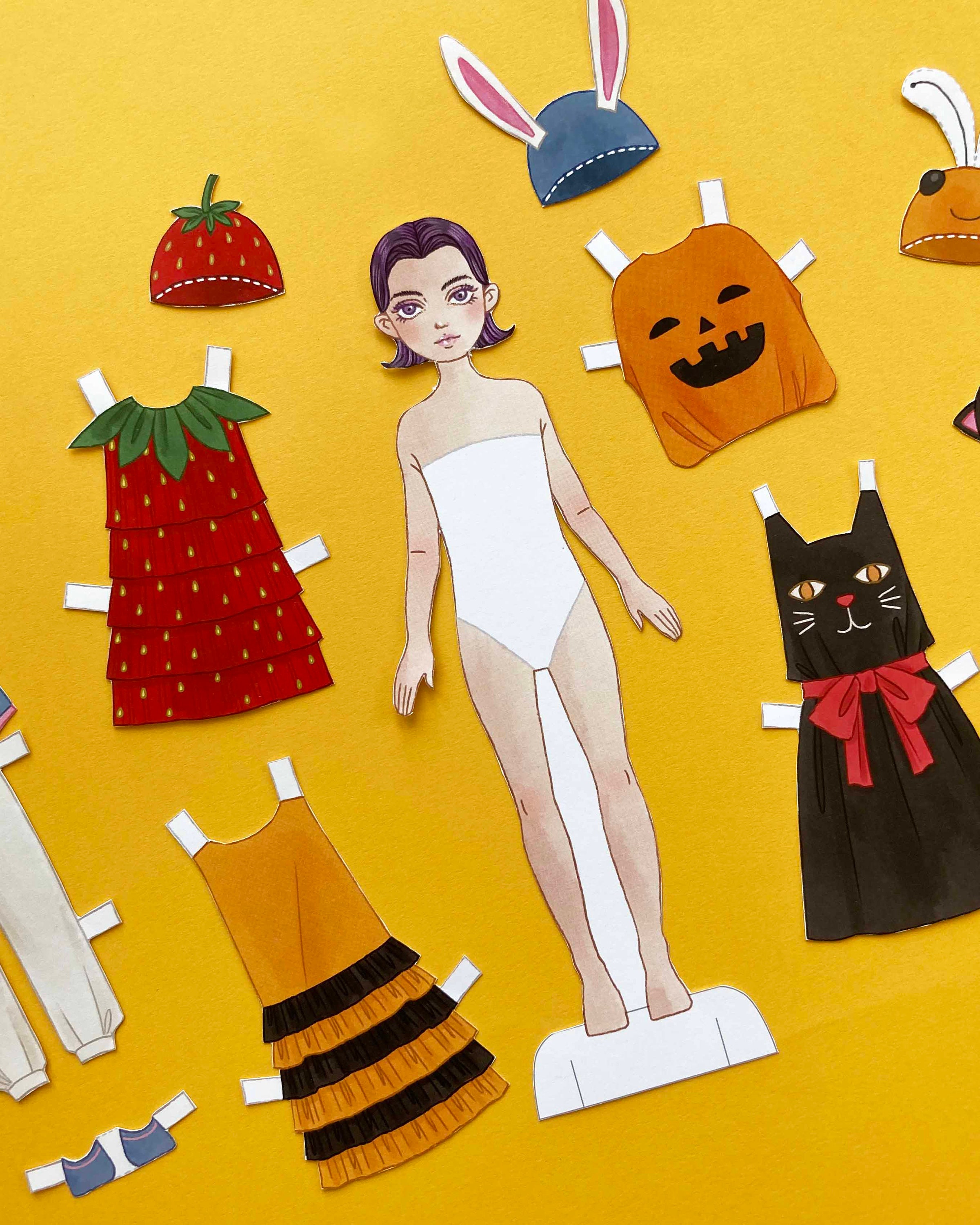 Paper Doll Printable Halloween PDF / Craft Kit / Instant Download / Kid ...