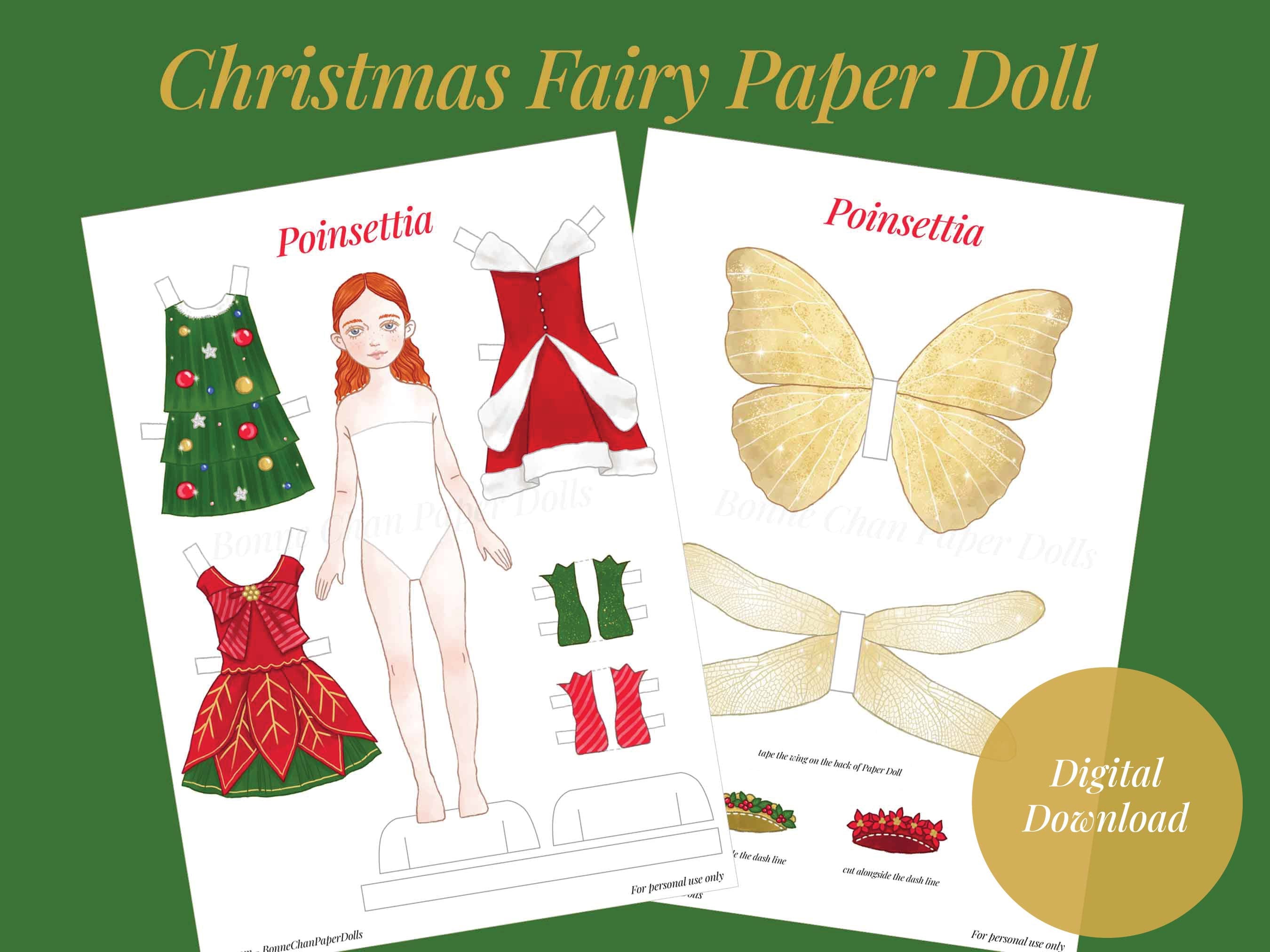 Paper Doll Printable PDF Girl Christmas Fairy / Kids Toys Craft / Craft ...