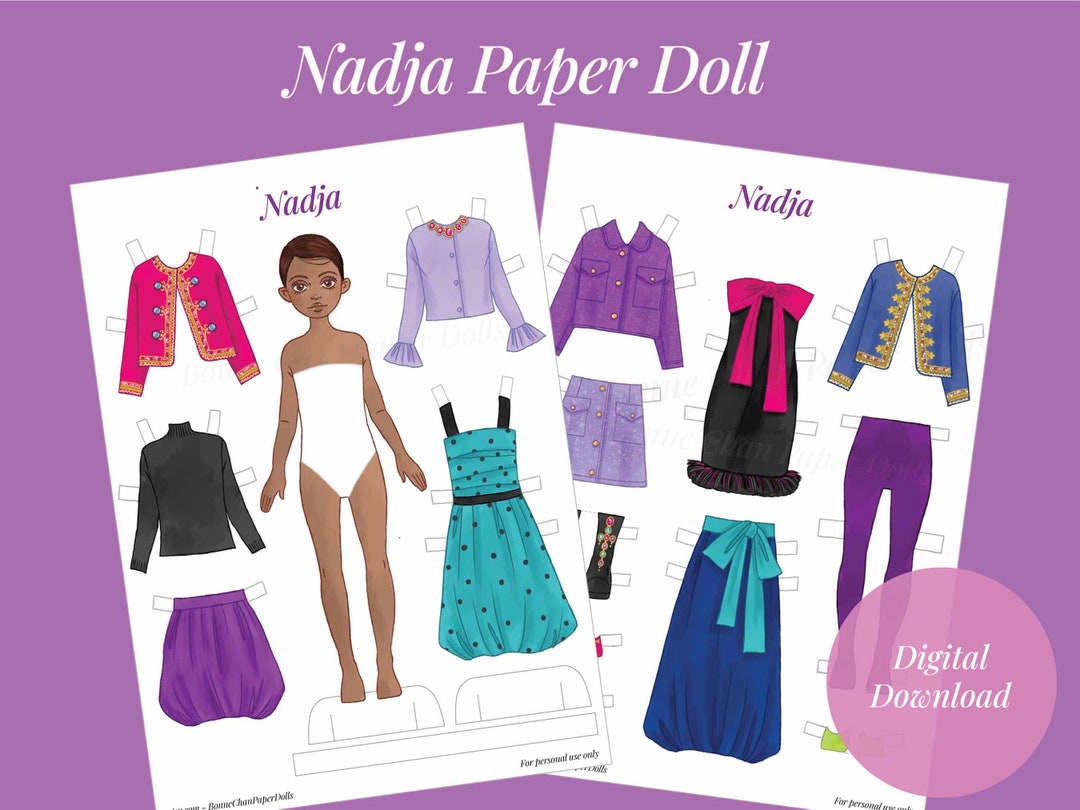 Paper Doll Printable Glamorous Jewel Toned PDF / Craft Kit / Instant ...