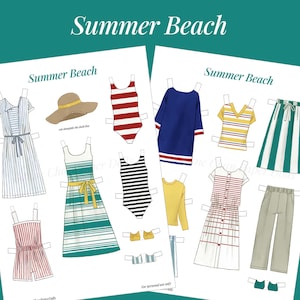 Paper Doll Printable PDF Clothes Summer Beach / Kids / Instant Download ...