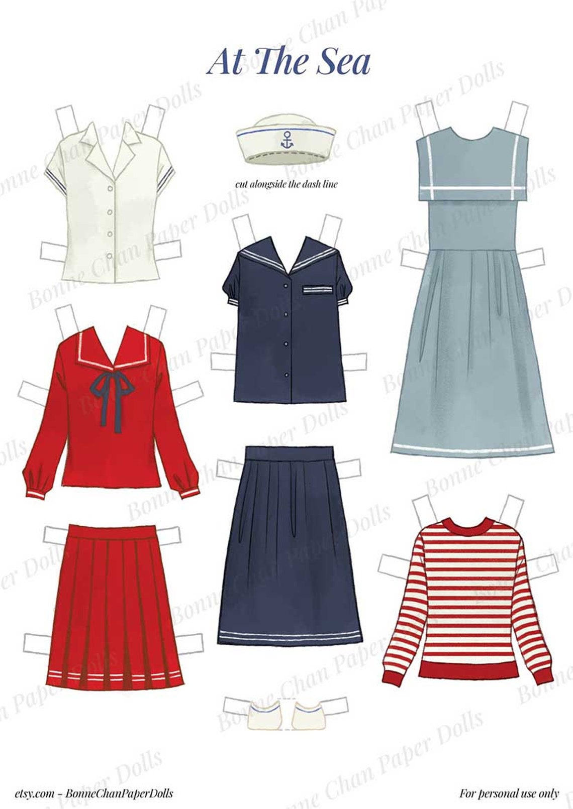 Paper Doll Printable PDF Clothes at the Sea / Kids Toys / Instant ...