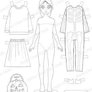 Paper Doll Printable Halloween PDF Autumn / Craft Kit / Instant ...