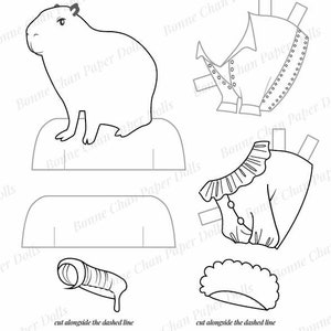 Animal Capybara Costumes Paper Doll Printable PDF / Clown Rocker ...