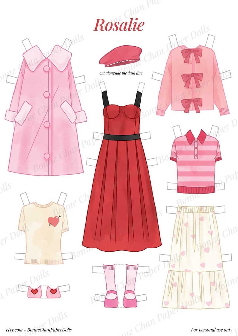 Paper Doll Printable Valentine's Day PDF / Craft Kit / Instant Download