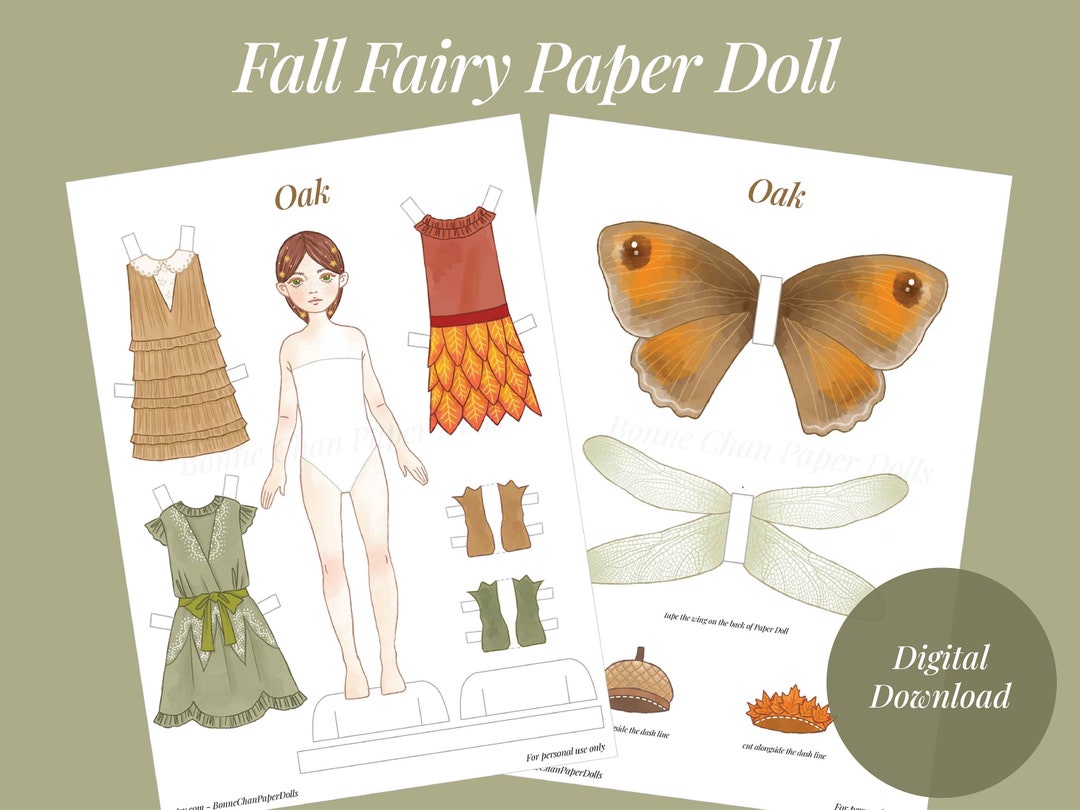 Paper Doll Printable Fall Fairy PDF / Craft Kit / Instant Download / Kid Craft / Fashion Doll ...