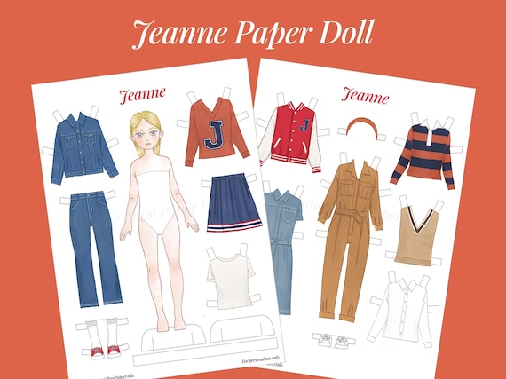 Paper Doll Printable PDF Jeanne / Kids Toys / Craft Kit / - Etsy