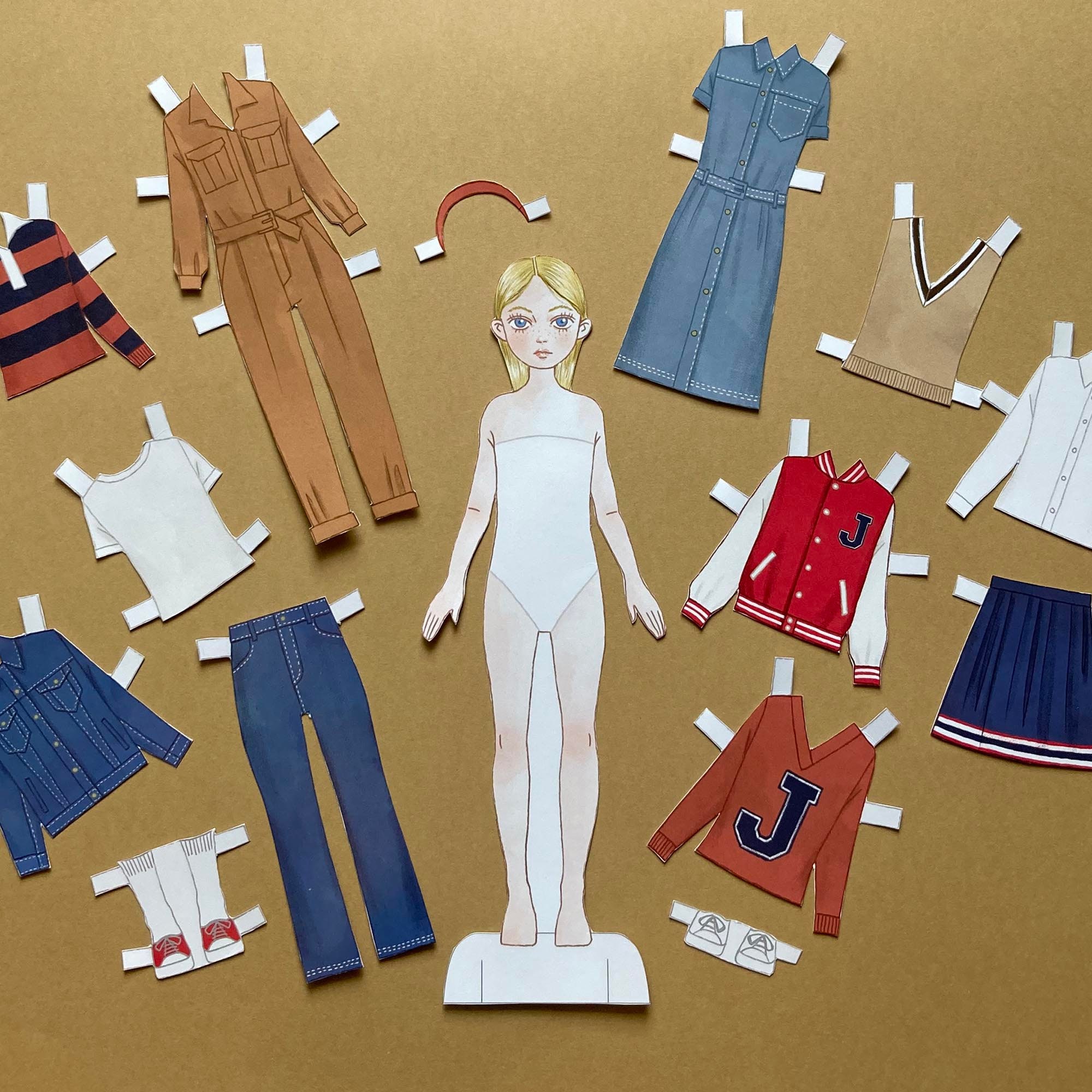 Paper Doll Printable PDF Jeanne / Kids Toys / Craft Kit / Instant ...