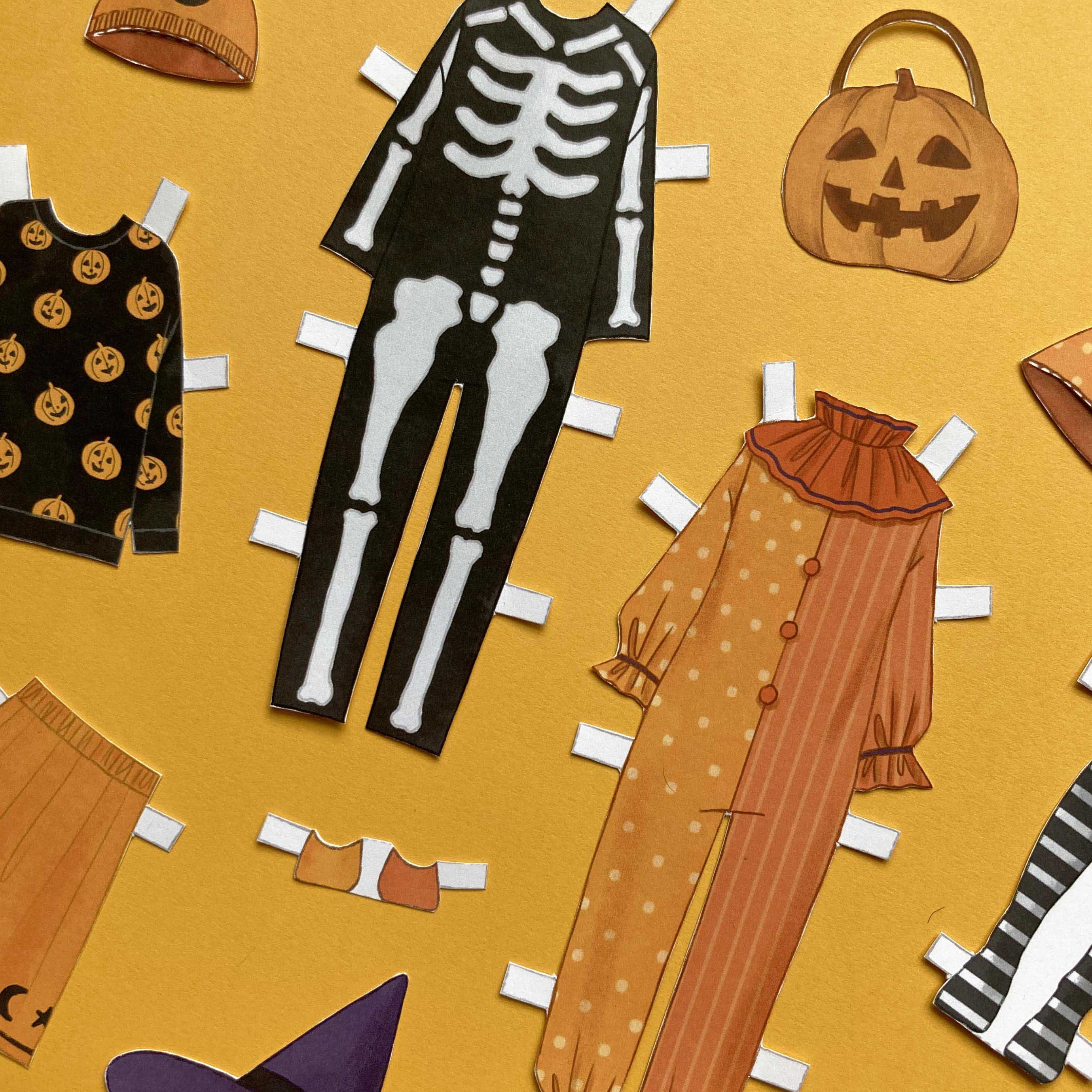 Paper Doll Printable Halloween PDF Autumn / Craft Kit / - Etsy