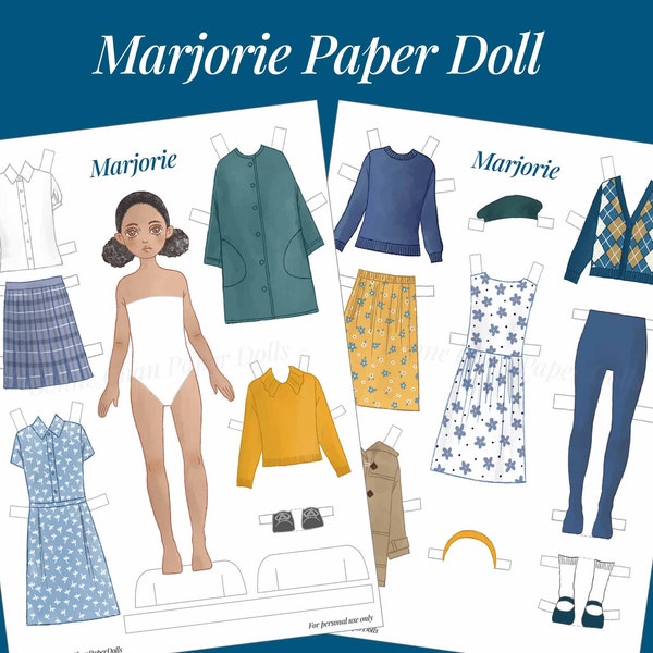 Paper Doll Printable PDF Girl / Kids Toys / Craft Kit / Instant Download / Kid Craft / Paper Toys / Fashion Doll / Little Fashionista
