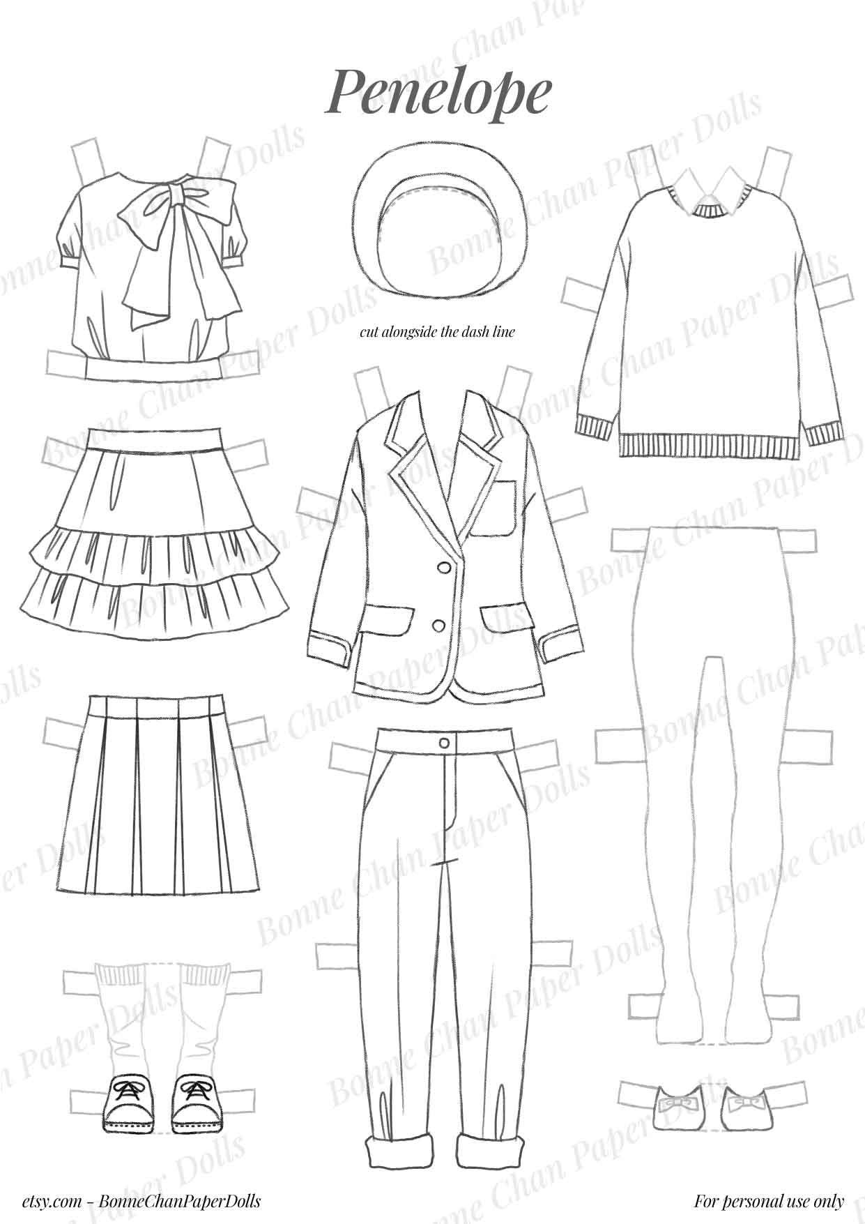 Paper Doll Printable Girl School Girl Girly Green PDF / Craft Kit ...