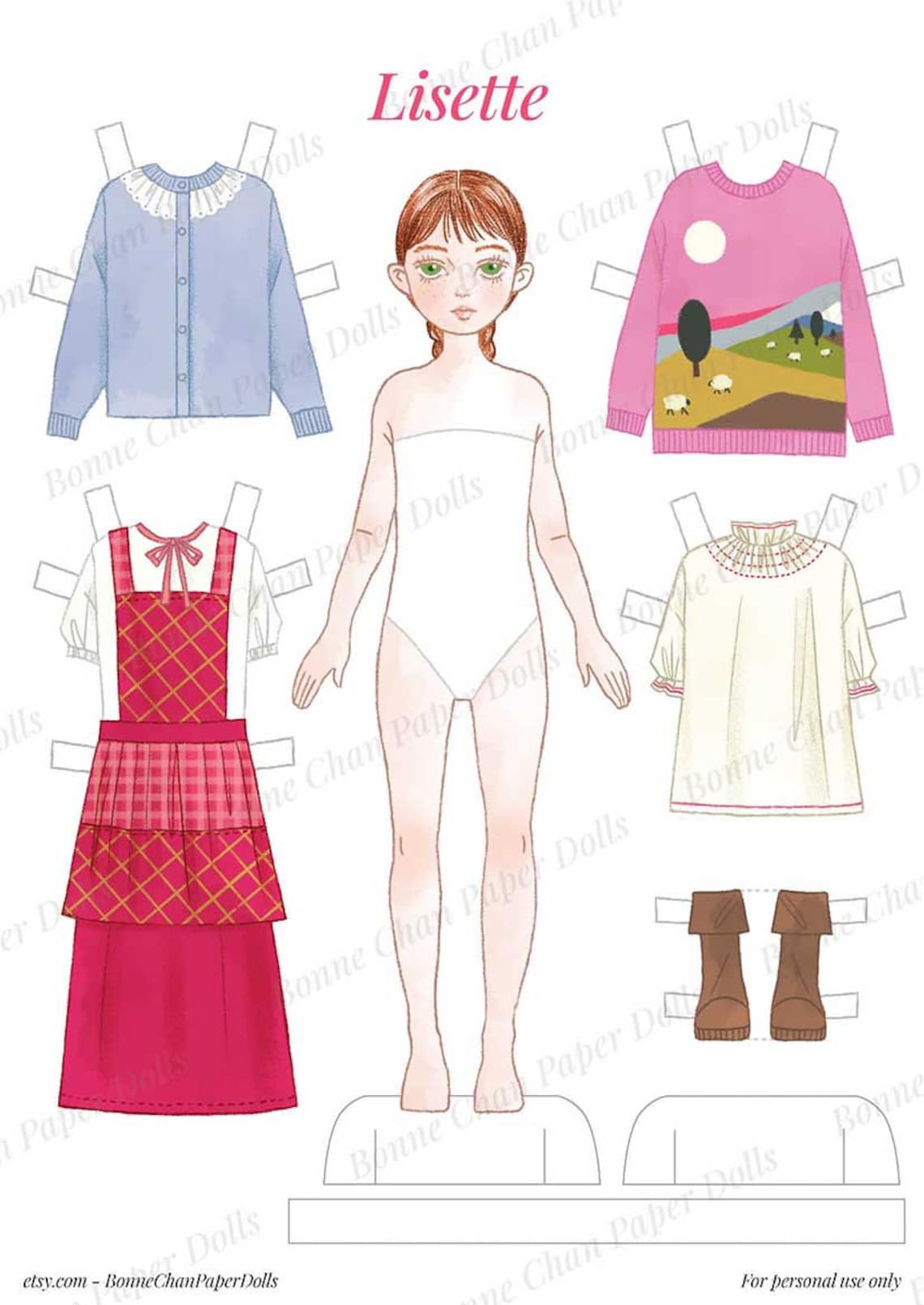 Paper Doll Printable PDF Lisette / Kids Toys / Craft Kit / Instant ...