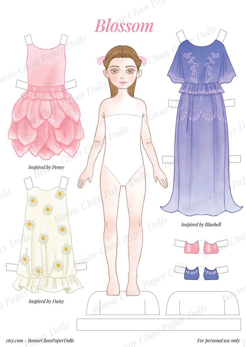 Spring Paper Dolls Spring Flower Paper Doll Printable, Blossom Fashion (PDF) - Etsy
