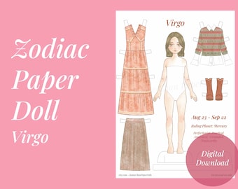 Kit de manualidades de papel para el signo del zodiaco Virgo (descarga digital)